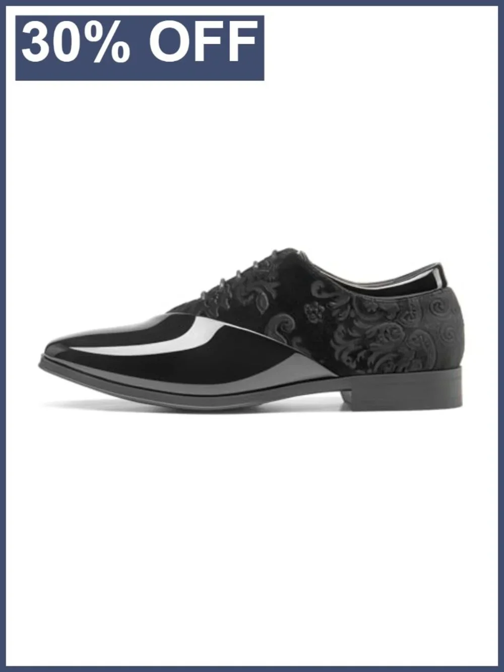 Men's Patent Faux Leather Oxford Dress Shoes - Formal Lace-Up Velvet